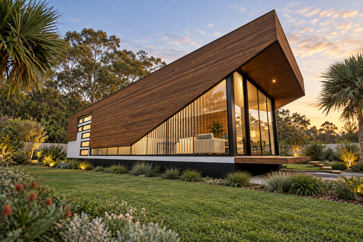 Raunik Design Group modular cabin concept — AI-enhanced exterior visualisation, view 7