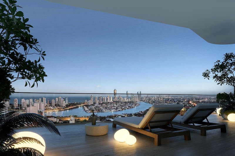 Monarch Place penthouse terrace — architectural impression via The Urban Developer.