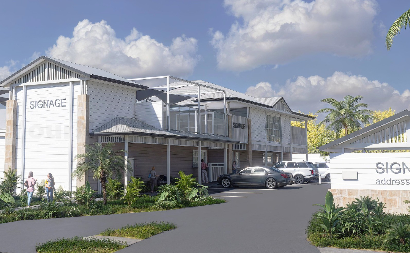 The Gap childcare proposal — courtyard and parking view